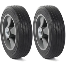 AR-PRO 2-Pack 8" x 2" Flat Free Solid Rubber Tire and Wheel 3/4" Axles Bore H...