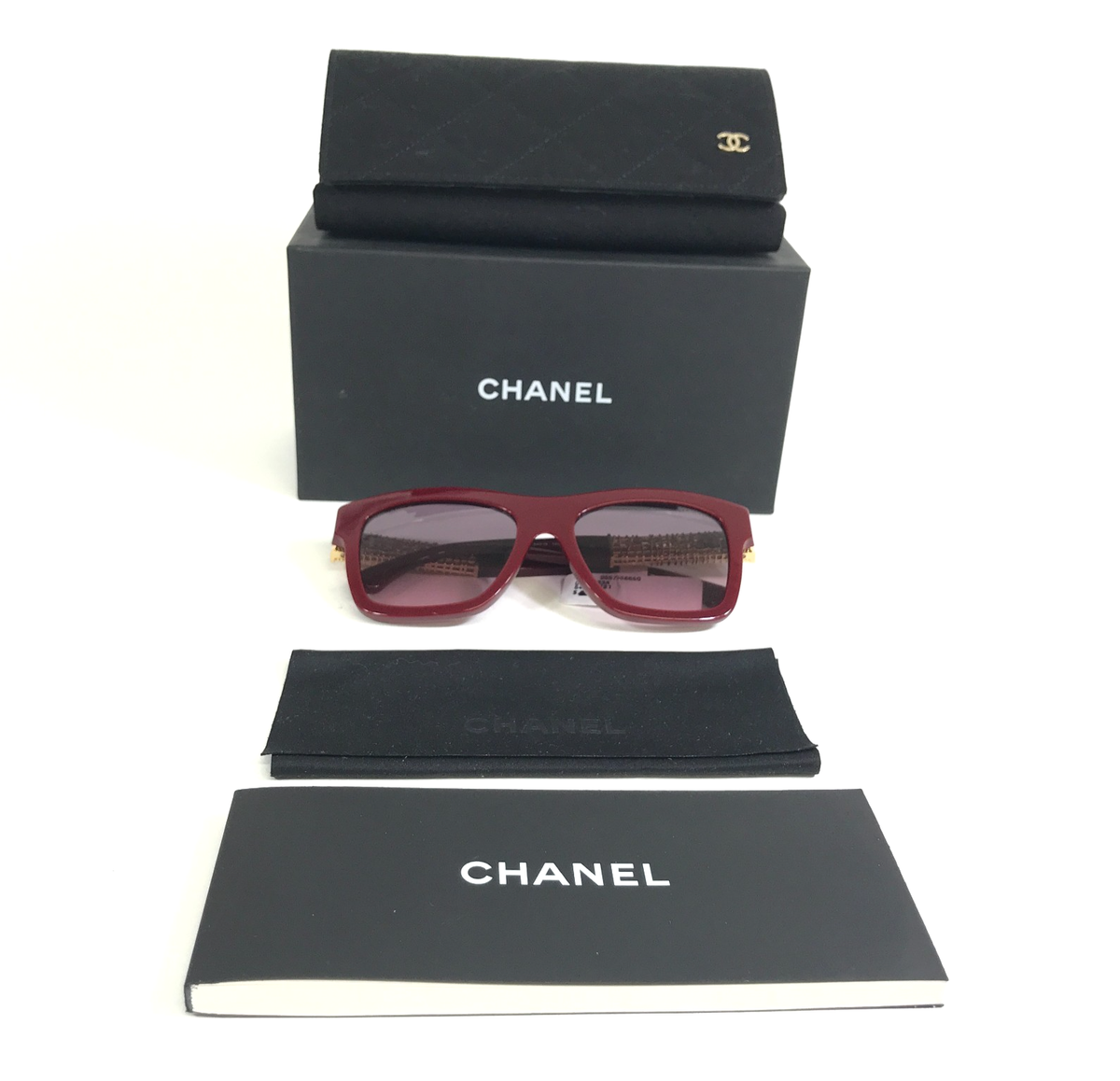 Chanel Sunglasses 5533-A c.1792/S1 Bordeaux Gold Frames w/ Pink