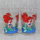 THE LITTLE MERMAID Disney Italy Drinking Glass 2x Vintage 1990s RARE VHTF Pair