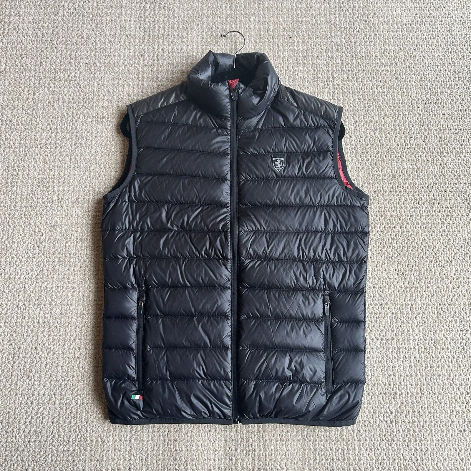 Official Scuderia Ferrari Black Red Down Jacket Vest Men’s Size S image 1