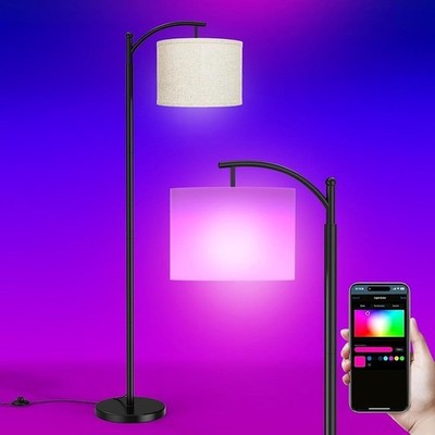 Beige Floor Lamp Eye-Protect Soft Lighting Energy Saving W/ Pedal Switch New