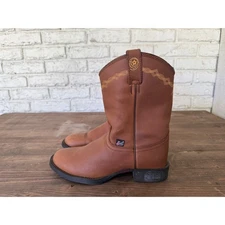 Justin George Strait Leather Roper Western Boots Brown Pull On READ M 6/ W 7.5