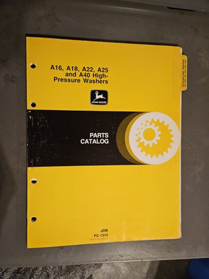 #ad John Deere A16 A18 A22 A25 A40 High Pressure Washers Parts Catalog Pc 1314 $15.00