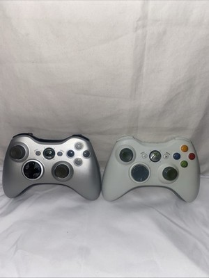 Microsoft Xbox 360 Wireless Controllers- Silver Edition, Base Tested Lot