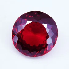 Certified 36.30 Ct Natural Red Ruby Round Cut Loose Gemstone