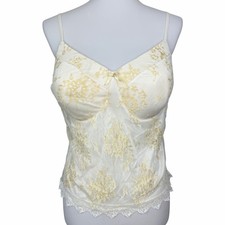 Vintage Y2K Cami Top Womens XL Fairy Whimsigoth Lace Cream Lingerie Bra Tank