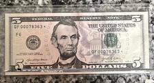 2021 $5 Dollar Star Note*LOW SERIAL #*QF00078363* FRN*Nice Shape*Free Ship!