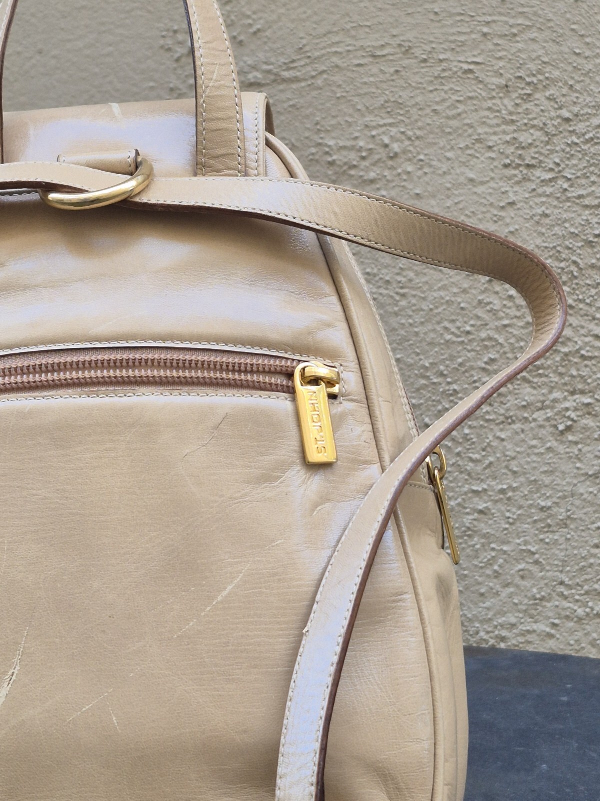 Vintage RARE St John's Beige Suede Leather Boho Chic Women's Backpack image 9