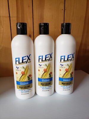 Lot of 3 Flex Argan Oil Vegan Herbal Extract Shampoo 20 oz.  FULL-SIZE!