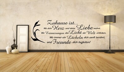 '' Zuhause ist...'' Liebe Herz Freunde Welt Erinnerung Lächeln Wandtattoo A042