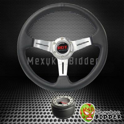 #ad Black Chrome 330mm Deep Dish Steering Wheel Hub Adapter Honda Civic 1988 1991 EF $52.89