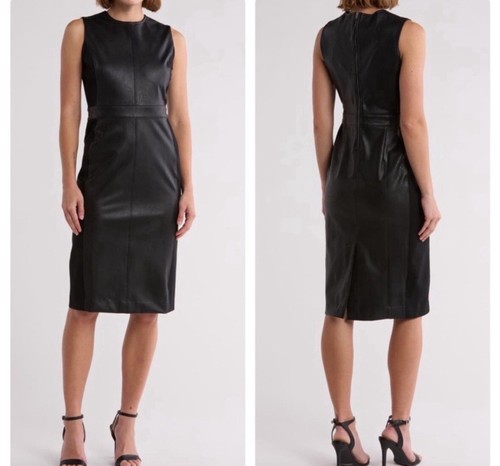 NWT Spanx Leather Tone Combo Sheath Black Dress Size Large $128 Work Cocktail - Picture 2 of 12