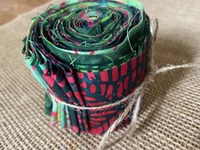 Jelly Roll Batik Quilting Fabric Red Green 14 Pc 2 1/2 X LOF