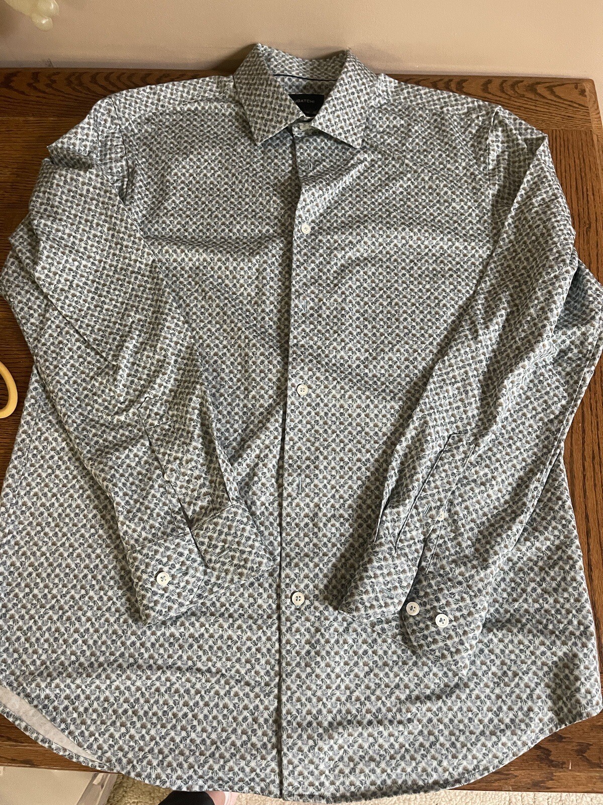 Men’s Bugatchi Leaf Patterned Long Sleeve Button … - image 1