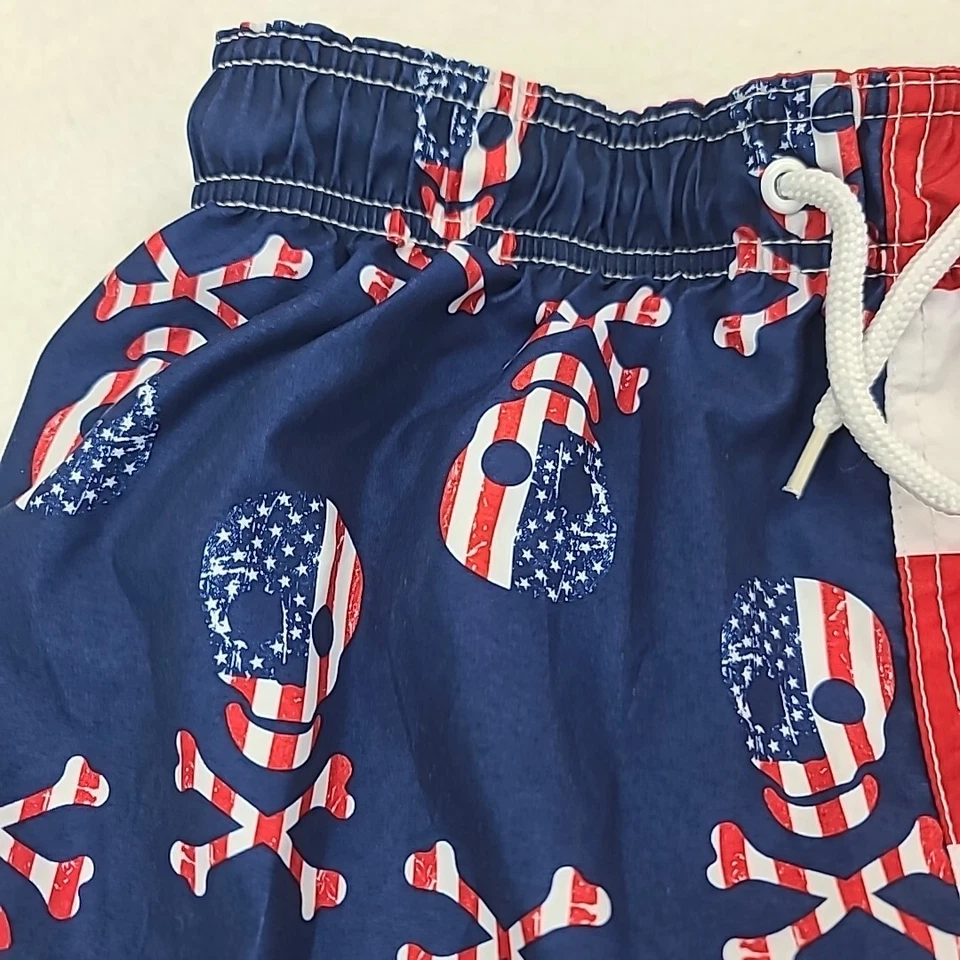 Ocean Pacific OP мальчиков плавки XL 14-16 красный белый синий доска шорты 4 июля - Изображение 2 из 4