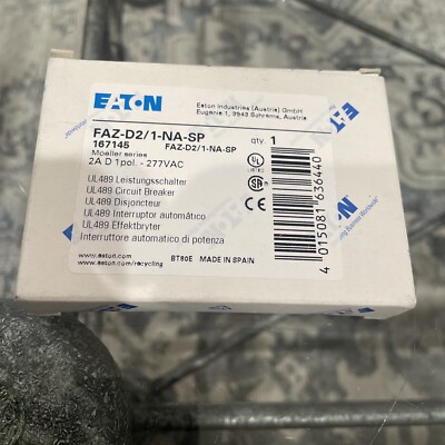 Eaton NSB FAZ-D2/1-NA-SP Din Rail Mounted Circuit Breaker ***FREE SHIPPING***