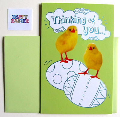 NOS Carlton Cards Easter Greeting Card, Env. & Seal - Chicks Standing on Eggs