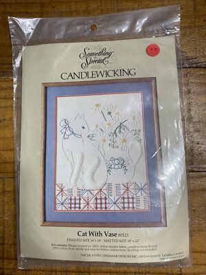SOMETHING SPECIAL Vintage Candamar CANDLEWICKING Kit, Cat With Vase 80121 NEW