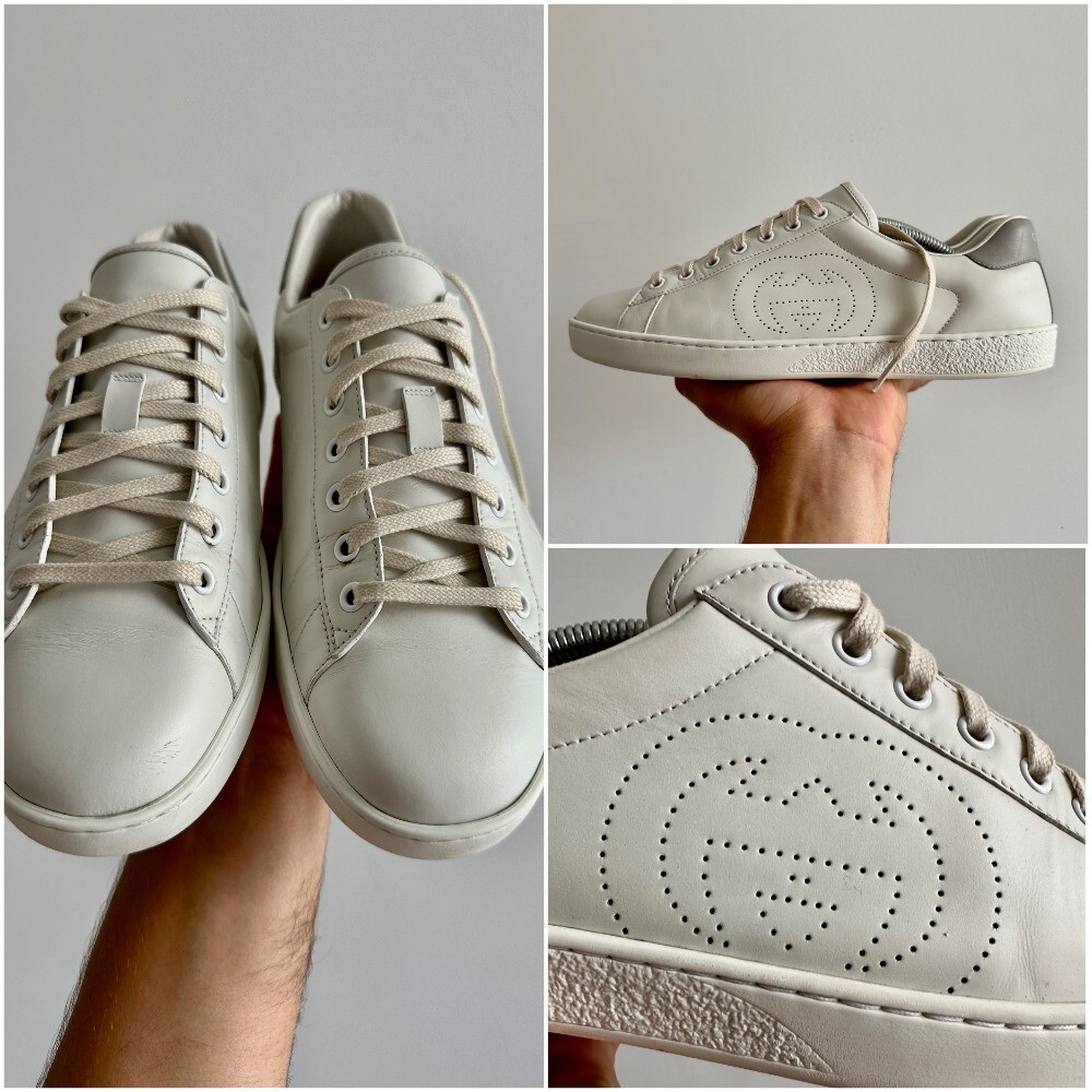 AUTH! Gucci Ace 'Interlocking G' low top sneakers leather AUTH! Gucci Ace 'Interlocking G' low top sneakers leather