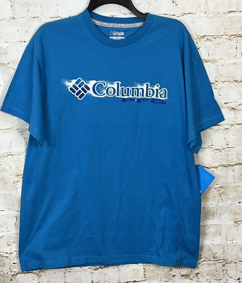 T-shirt Columbia PFG Homme – Bleu Grand – Manches Courtes – Pêche Plein Air – Neuf Étiquettes