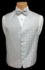 Men's Perry Ellis Silver Tuxedo Vest and Bow Tie Platinum Made in USA Medium M