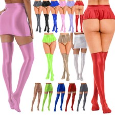 Womens Glossy Smooth Tight Pencil Skirt Solid Color High Waist Mini Hip Skirt