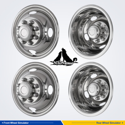 16'' Dually Stainless Wheel Simulators Bolt on Hub Caps For 1974-1999 Dodge Ram