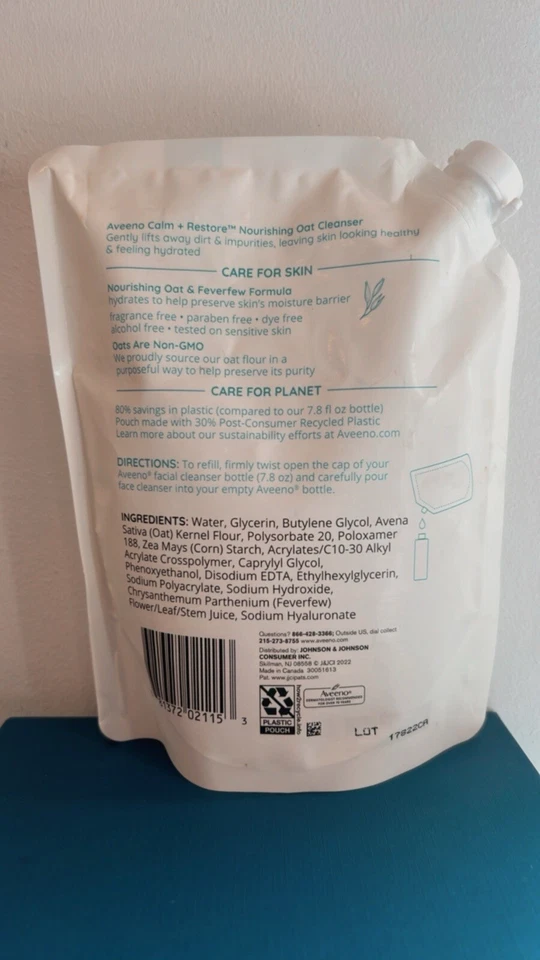 Pack 2 Aveeno Calm + Restaurar Limpiador de Avena Nutritivo Recarga Sin Fragancia 16 Oz Foto 4 de 4