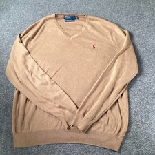 Polo Ralph Lauren Sweater Sz XL Men V-neck Long Sleeve Pima Cotton Red Pony