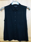 Top Shop Black Cotton Top / Blouse Sleeveless Size 8/ EU 36 /US 4