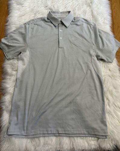 Under Armour Poloshirt Herren Medium grau weiß gestreift Golf HeatGear Golfer