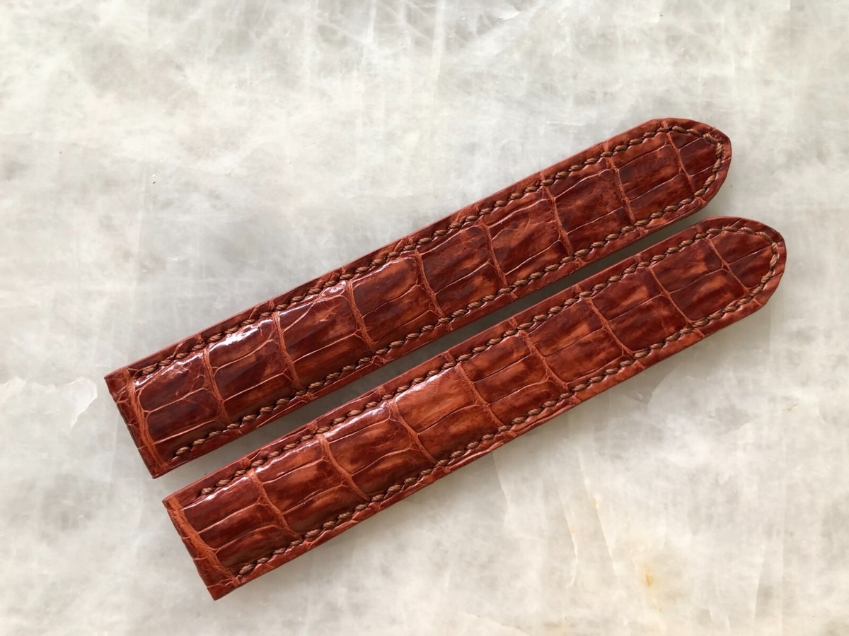 18mm/18mm Brown Alligator Crocodile Embossed Leather Watch 