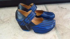 JOHN FLUEVOG Blue Stripe PREPARE LEADER Platform Mary Jane Heels Shoes 7.5