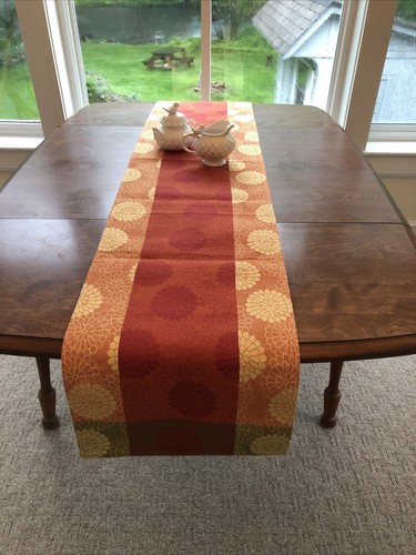 Unbranded Fall Colored Reversible Cotton Blend Table Runner 14x74 - Picture 2 of 4