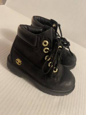 Timberland Boots Toddler Kids Premium Waterproof Boots Black Gold