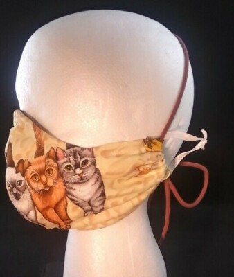 Cloth Face Mask, 2 Filter Layers, Nose wire, Elastic & Tie, with Filter Pocket