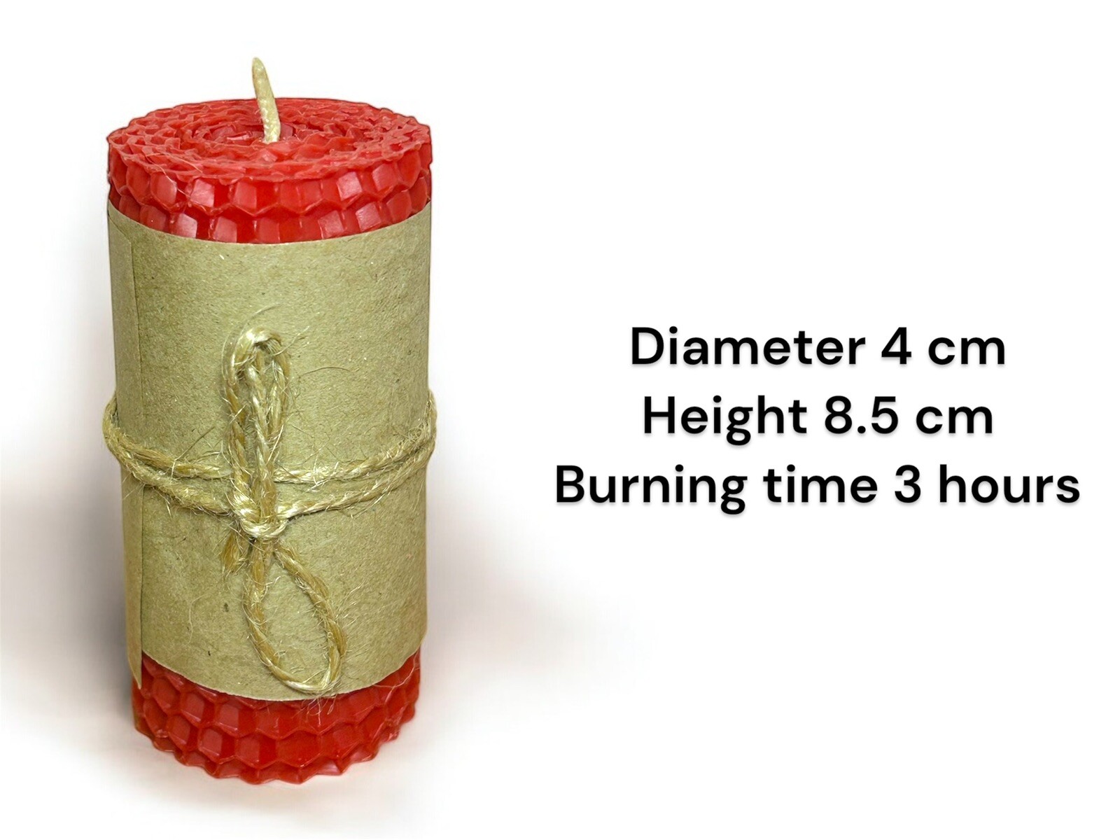 Set of 3 Handmade Red Beeswax Candles 1,5&rdquo;x3,3&rdquo; Pillar Candle