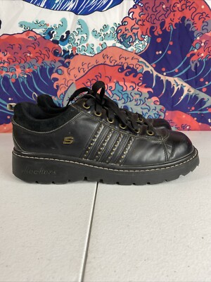 Vintage 90s Y2K Skechers Women's Sz10 Jammers Black Leather Vintage 90s Y2K Skechers Women's Sz10 Jammers Black Leather