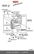 Genuine OE weatherstrip assy, front door glass, inner right, 6817060111 for TOYO