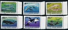 Meerestiere Wale + Delphin aus Guinea - Bissau (Afrika) gestempelt