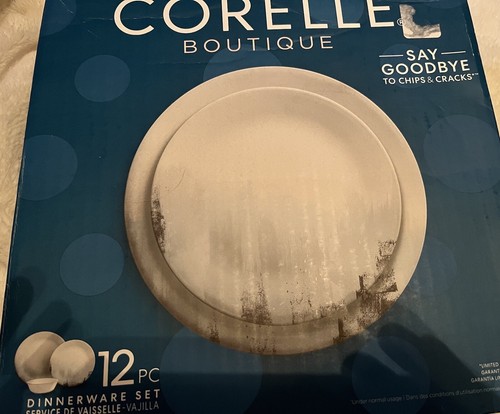 Corelle Boutique Tranquil Reflection 12 Pc Round Dinnerware Set- New - Picture 3 of 7