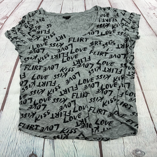 Torrid Plus Size 1X Spellout Short Sleeve V-Neck Tee Top Gray Cotton Blend - Picture 2 of 11