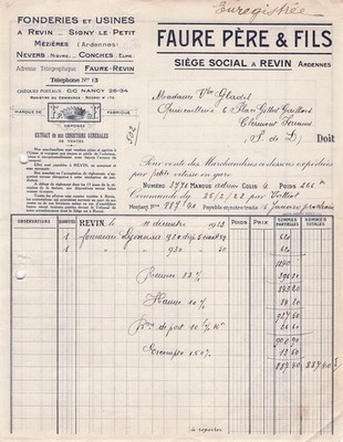 08 REVIN Hersteller FAURE PERE FILS 1923 Gießerei