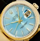 ROLEX MENS DATEJUST 16233 ICE BLUE 18K GOLD STEEL WATCH w/NEW ROLEX BAND,BUCKLE