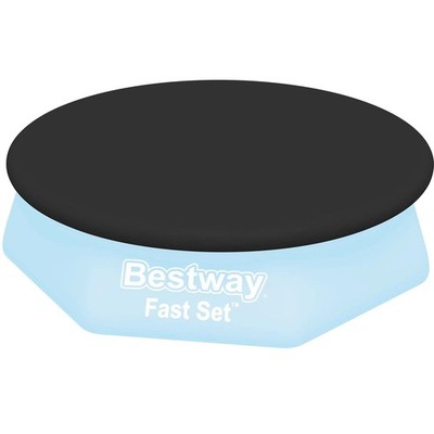 Bestway PVC-Abdeckplane Poolplane Poolabdeckung Pool Ø 244 cm Schwarz rund