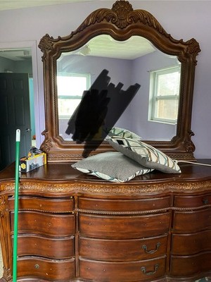 Dresser with Matching Night Stand for Bedroom. Brown wood with mirror