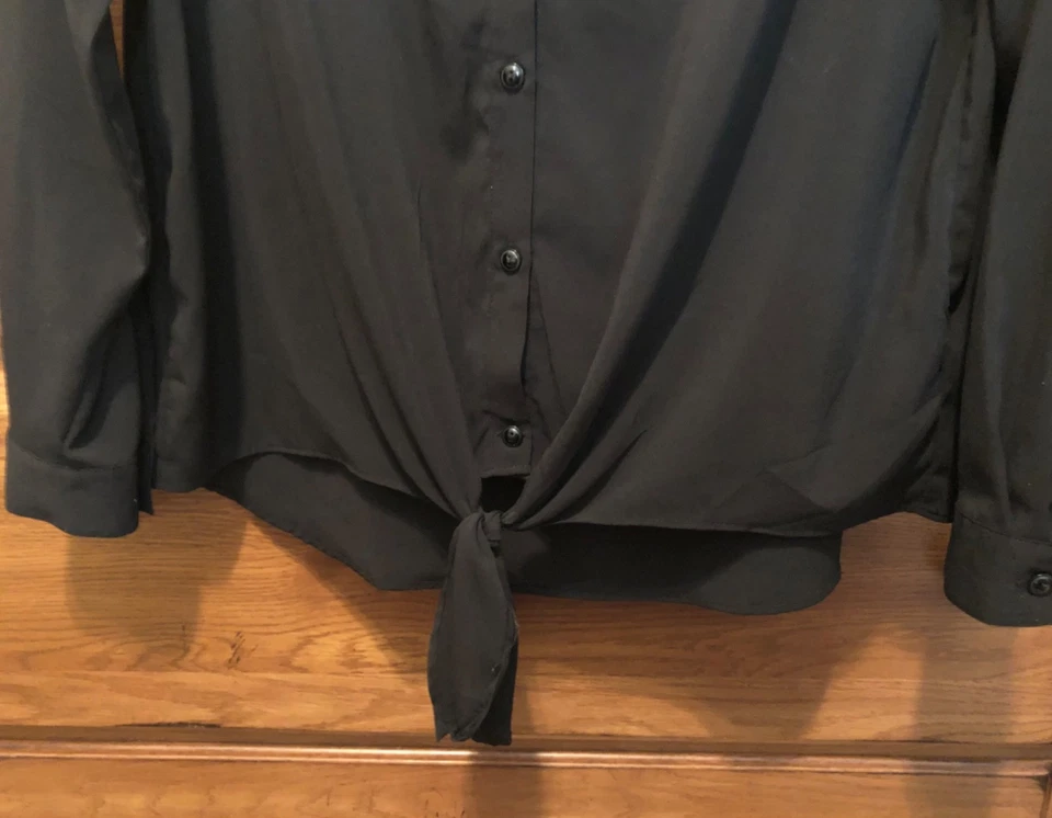 Blusa Top Susan Graver Elastizada Tejida Corbata Frontal Talla 10 Negro Pecho 42 Foto 4 de 4