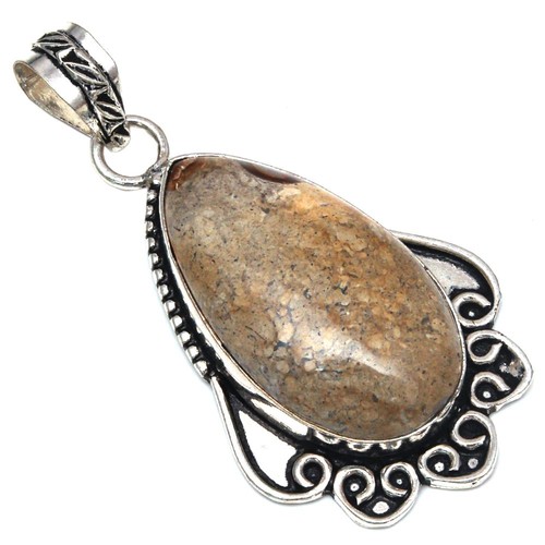 Pendant Rock Chalcedony Gemstone Handmade Mother's Day Silver Jewelry 2.25" - Picture 2 of 5