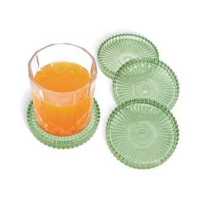 Round Modern Clear Coasters Set Of 4 Vibratite 4 Inch Glass Cup Coaster Modern