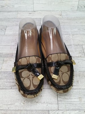 COACH Frida Monogram Signature Loafers Shoes Black Gray A01918 Size 7 B Women